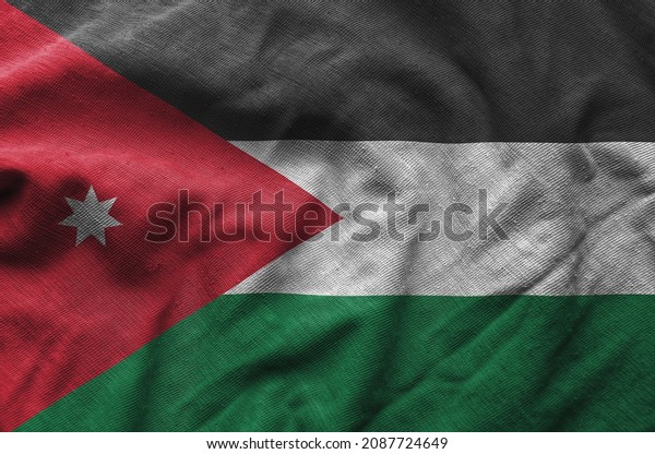 Close up of the Jordan flag. Jordan flag of\
background. flag symbols of\
Jordanian.