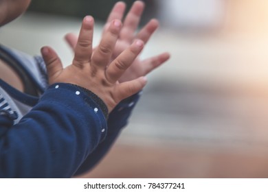 Close Up Kid Hand, Clapping Posture