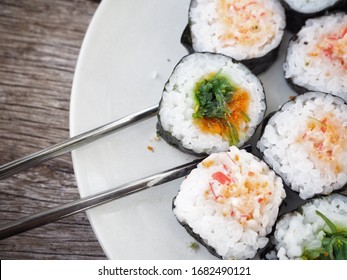 Close Up Of Kimbap Korean Food