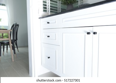 Close Up Of Kitchen Cabinet Door Knobs