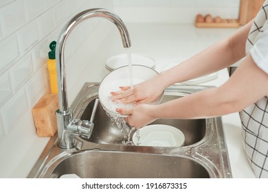 Close up of Kitchen, woman, Dishwasher