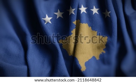 Close up of the Kosovo flag. Kosovo flag of background. Flag of Kosovo.