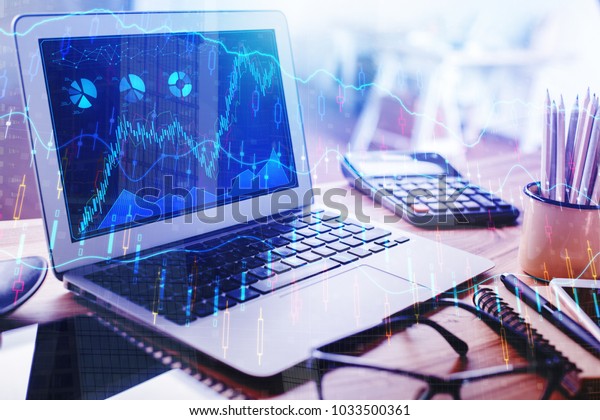 Close Laptop Abstract Forex Chart Modern Stock Photo Edit Now - 