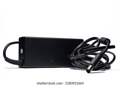 Close- Up Of Laptop Charger Isolated On White Background