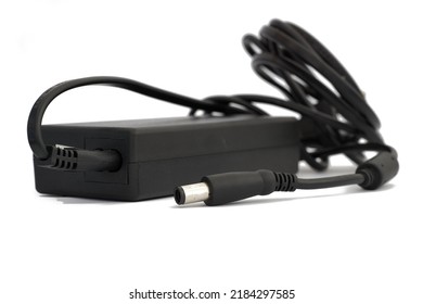 Close- Up Of Laptop Charger Isolated On White Background