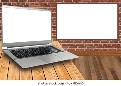 Close up Laptop Computer on Top of Office Table
