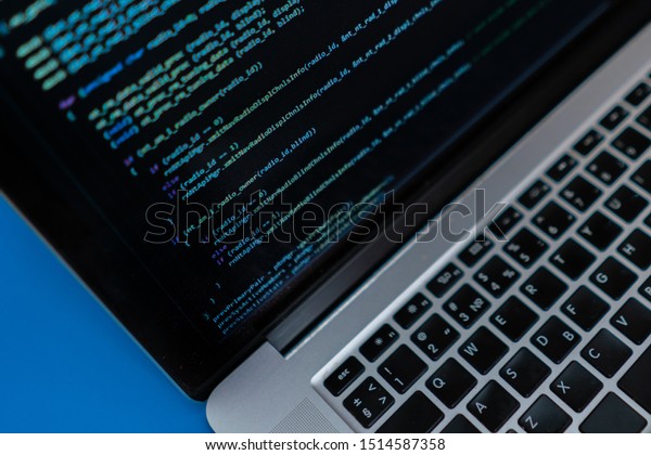 Close Laptop Computer Screen Programming Code Stock Photo Edit