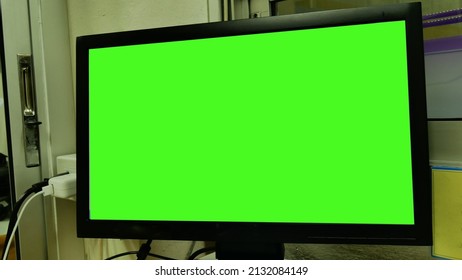 Close Up Laptop Green Screen Technology Concept.