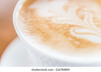 Close up latte coffee