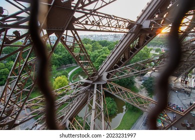 Close Up Lattice Work Of The Eiffel Tower