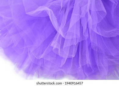 Close Up Of Lavender Tulle. Fabric And Tulle Texture.