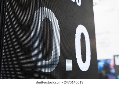 Close up of led panel with score 0 - 0