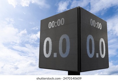 Close up of led panel with score 0 - 0
