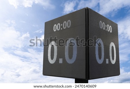 Close up of led panel with score 0 - 0