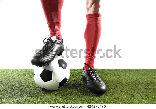 Close Legs Feet Football Player Red Stock Photo Edit Now