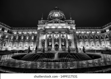 Close Up Of The Leinster House Government Building, Dublin, Ireland, The Irish Houses Of Parliament In Dublin, Department Of The Taoiseach
