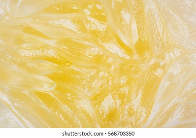 Close Up Of Lemon Or Pamela Texture Pulp Of The Fruit.