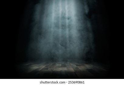 Close up of light beam at the empty stage with copy space