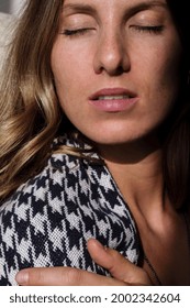 Close up of a light on the woman’s face