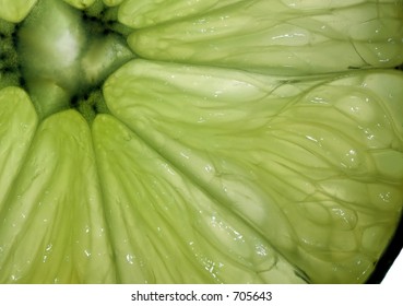 Close up of lime slice on light table