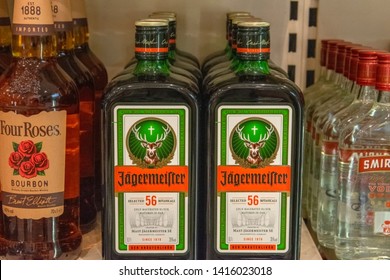 Close Up Of Liqour Bottles At Amsterdam The Netherlands 2019