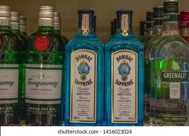 Close Up Of Liqour Bottles At Amsterdam The Netherlands 2019