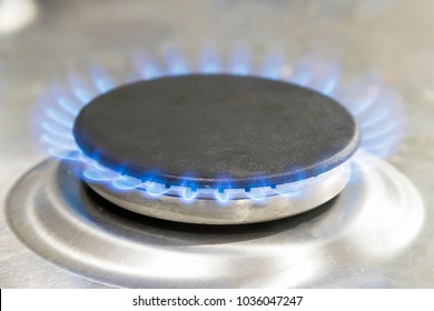 Close Up Lit Gas Hob