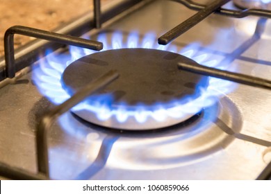 Close Up Lit Gas Hob Burner