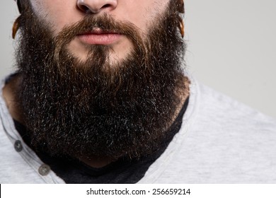 Close Up Of Long Beard And Mustache Of Bearded Man