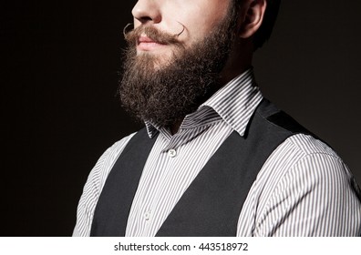 Close Up Of Long Beard And Mustache Man