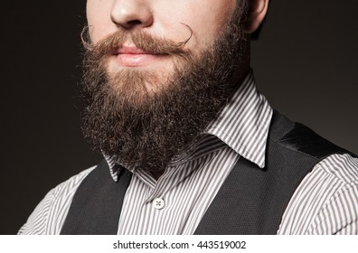 Close Up Of Long Beard And Mustache Man