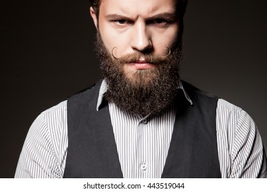 Close Up Of Long Beard And Mustache Man