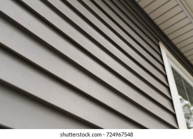 Close up look at vinyl siding on a new home.