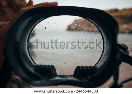 Close up of looking through diving mask
