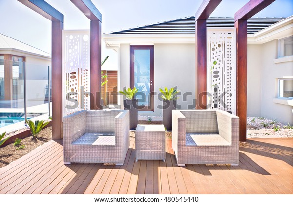 Close Luxurious House Patio Area Sofas Stock Photo Edit Now