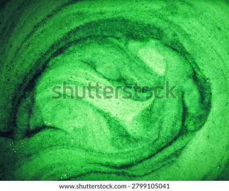 Close up macro bright light wet thick healthy sweet air round circle spiral spot stain drink meal concept. Past art design dark color fresh juicy soft spa oil gel sud spume text space top detail view