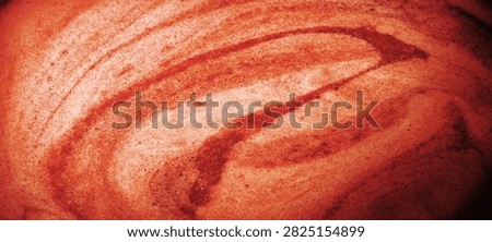 Close up macro bright light wet thick healthy sweet boil air round circle spiral spot stain drink meal concept. Past art design dark color fresh juicy soft spa oil gel sud spume text space top view