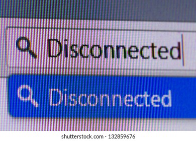 Close up macro of computer screen internet browser address bar with disconnected text.