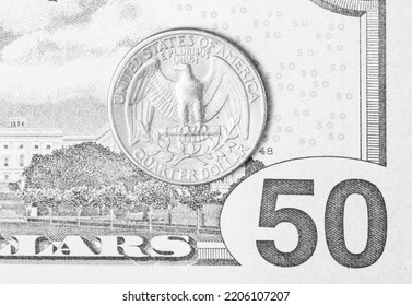 Close Up Macro Detail Of Dollar Money Banknotes, Detail Photo Of US Dollars, Money Concept
