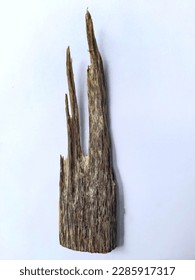 Close up macro of gaharu or agarwood sticks isolated on white background. sapwood. Black brown - Shutterstock ID 2285917317