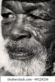 Close Up Macro Photo Of A Old African Man With A Very Caracterful Face