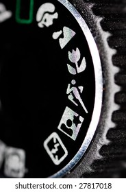 close up macro shot of a camera dial