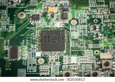 close up main board , circle electronics
