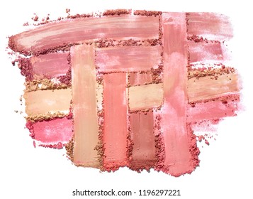 close up of make up powder on white background