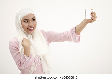 Close Up Of Malay Woman Doing Selfie