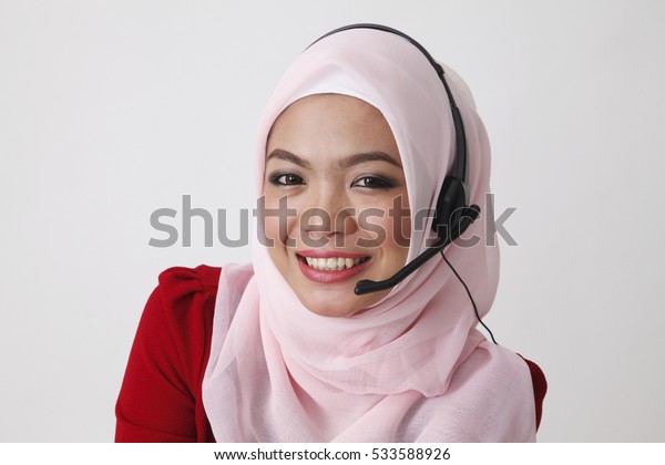 Close Malay Woman Receptionist Stock Photo Edit Now 533588926