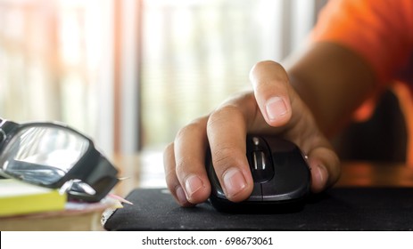 Close Up Male Hand Click Mouse