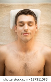 Close Up Of Man Face In Spa Salon