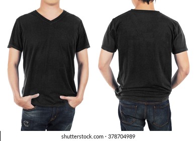 Black Tshirt On Young Man Template Stock Photo (Edit Now) 179636198