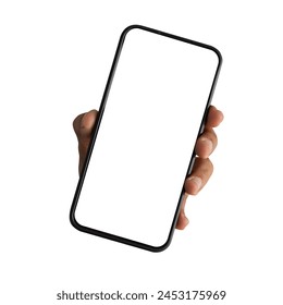 close up man hand hold smartphone with blank screen isolated on transparent background for marketing or advertisement and design concept - Powered by Shutterstock